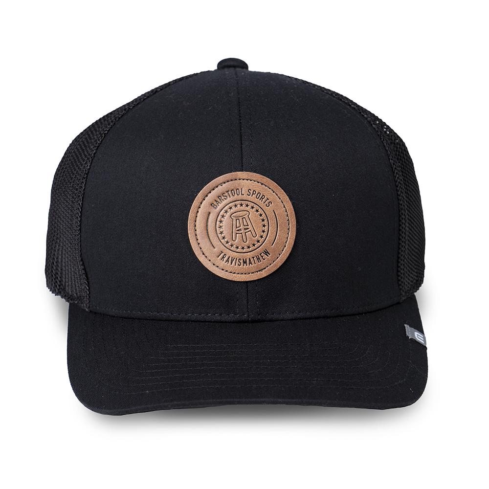 TravisMathew x Barstool Sports Leather Patch Hat-Hats-Fore Play-Black-Barstool Sports