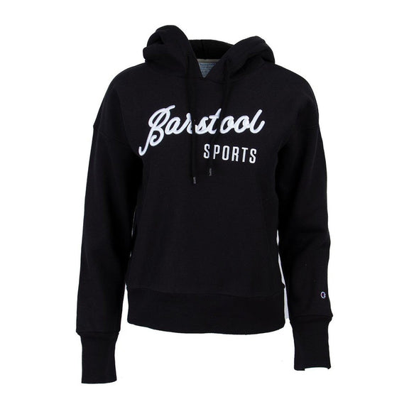 Barstool Sports Women's Champion Cropped Fleece Hoodie-Hoodies & Sweatshirts-Barstool Sports-Black-S-Barstool Sports