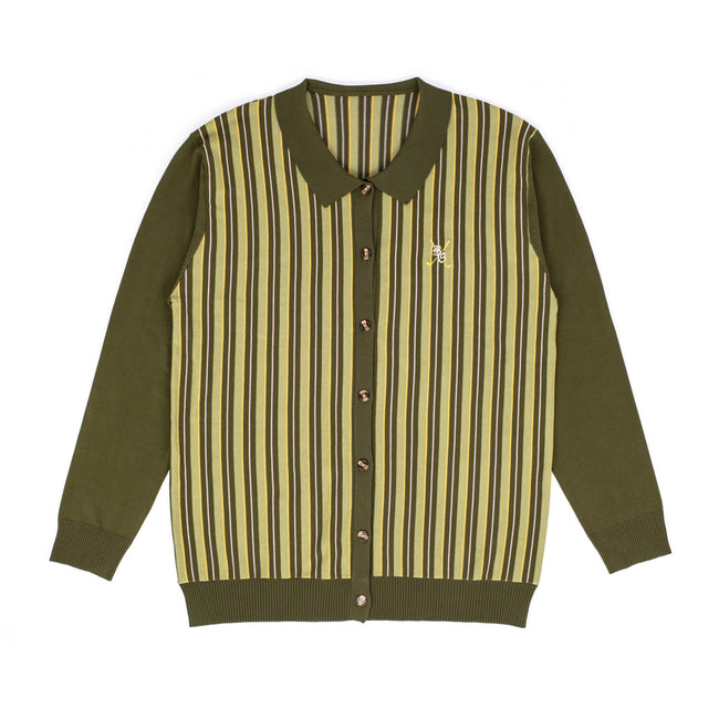 Barstool Golf Vintage Logo Striped Cardigan-Long Sleeve-Fore Play-Green-S-Barstool Sports