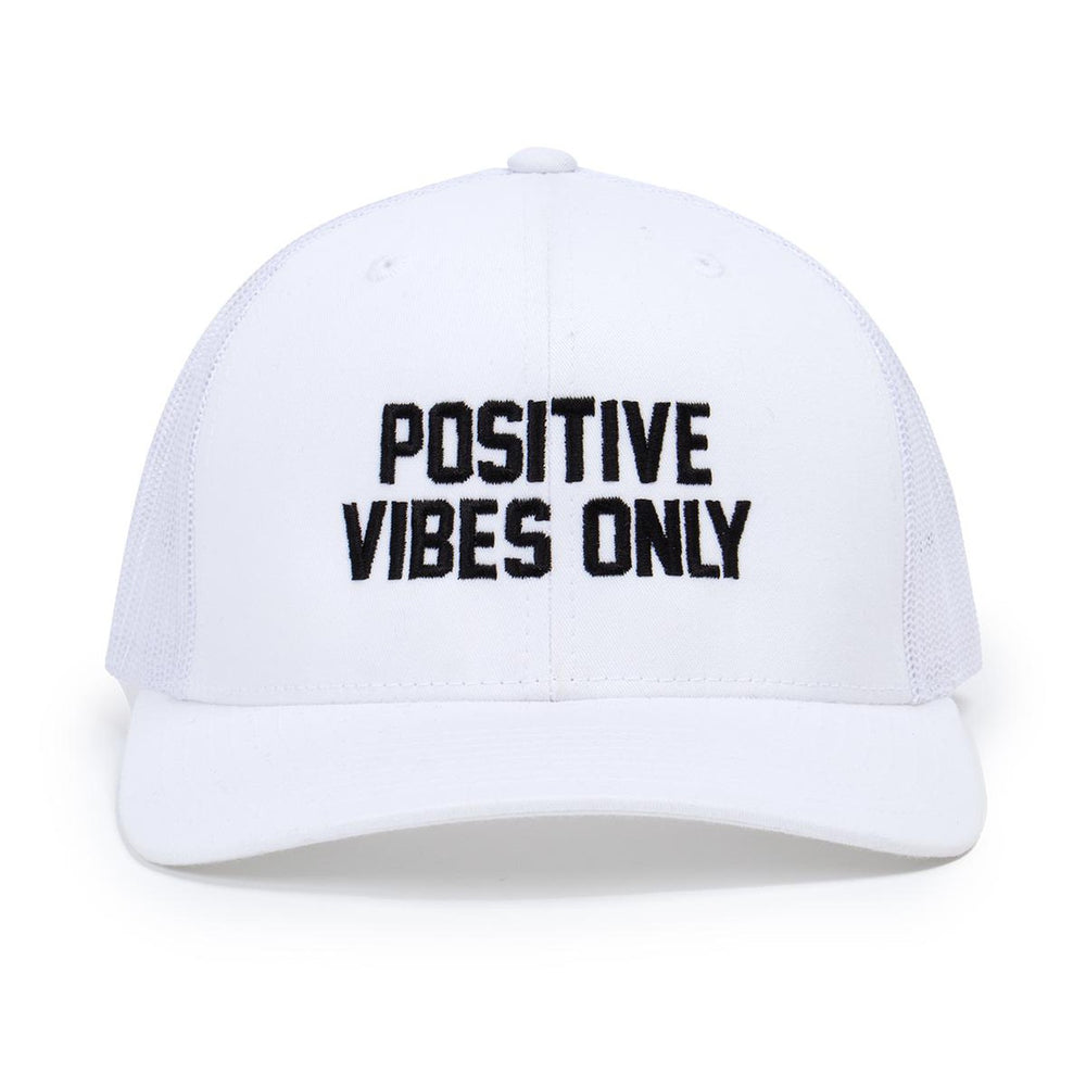 Positive Vibes Only Trucker Hat-Hats-Barstool Sports-White-One Size-Barstool Sports