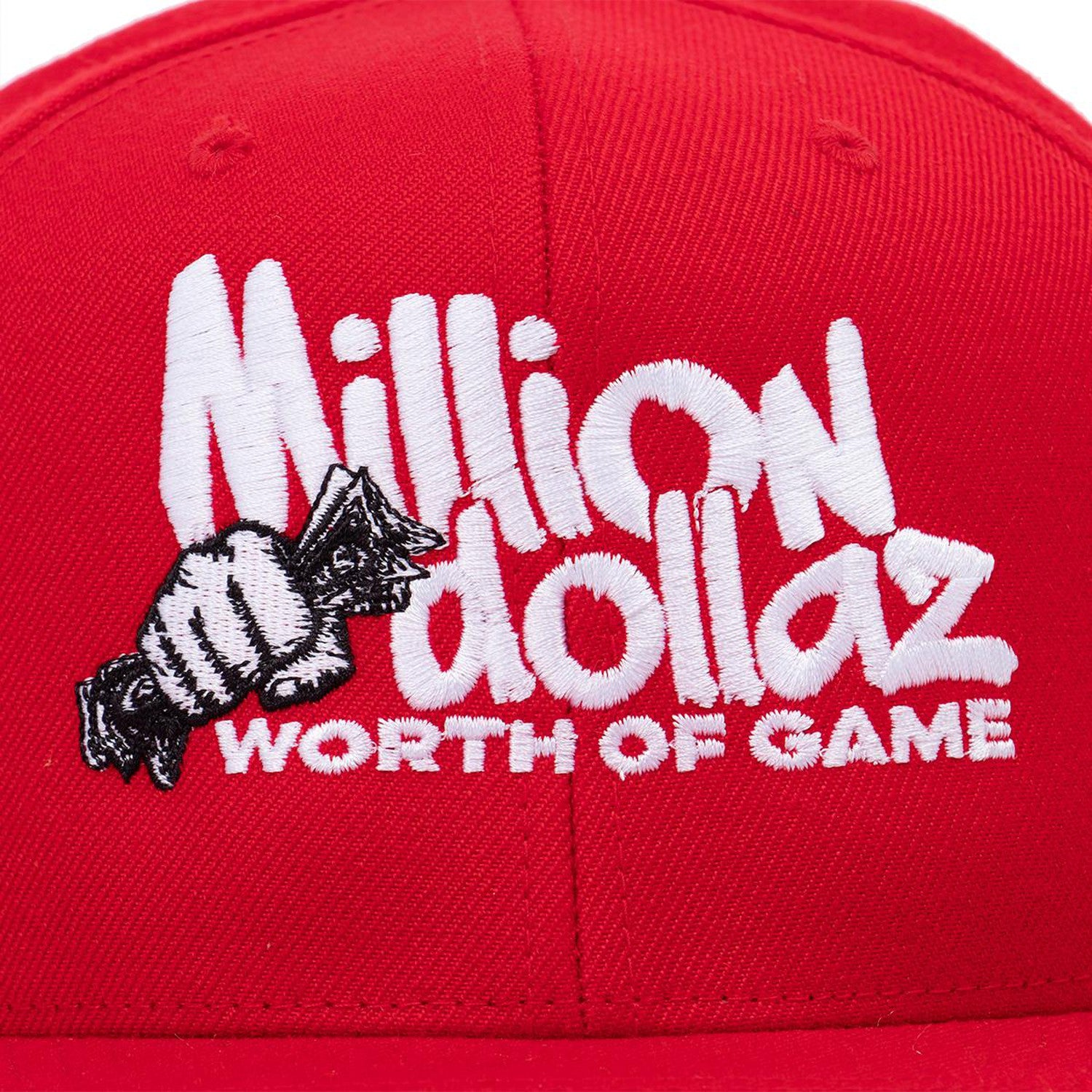Million Dollaz Worth of Game Snapback Hat (Red)-Hats-Million Dollaz Worth of Game-One Size-Red-Barstool Sports