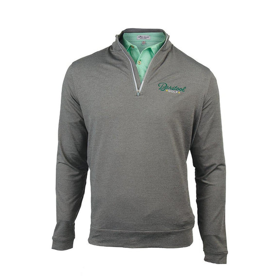 Peter Millar x Barstool Golf Perth Mélange Performance Quarter Zip-Pullovers-Fore Play-Grey-S-Barstool Sports