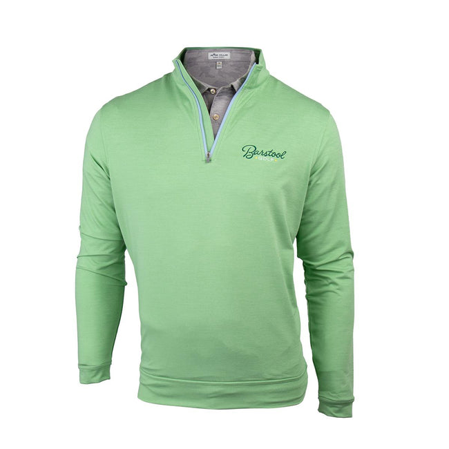 Peter Millar x Barstool Golf Perth Mélange Performance Quarter Zip-Pullovers-Fore Play-Green-S-Barstool Sports